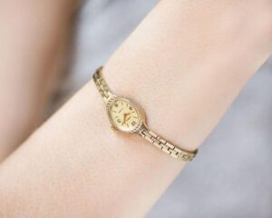 Gold vintage wrist watch for ladies