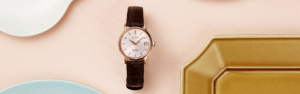 Leather band wrist watch for women