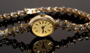 Gold vintage wrist watch for ladies